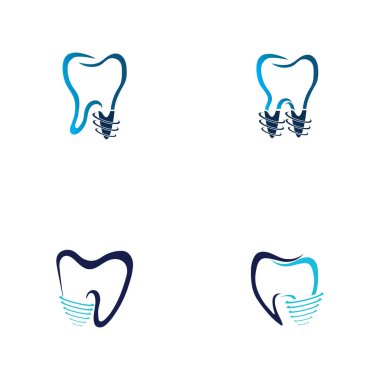 Diş implantı logosu ve sembol tasarım vektörü seti