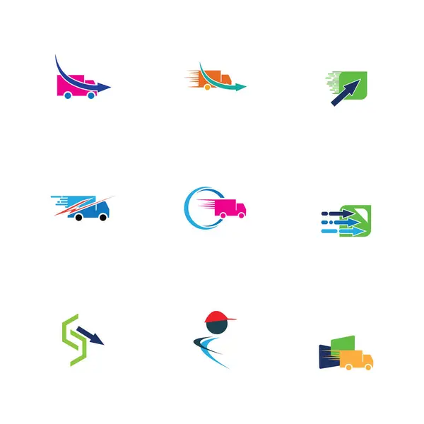 Set Dari Desain Gambar Logo Ekspresi Pengiriman Dan Vektor Simbol - Stok Vektor