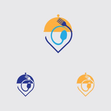 Gıda Noktası Logosu konsept vektörü, Restoran logosu ise şablon çizimi tasarladı