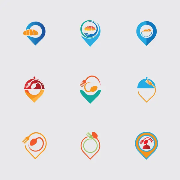 Modern Food Point Set Logo Designs Concept Vector Restaurant Logo — Stock Vector