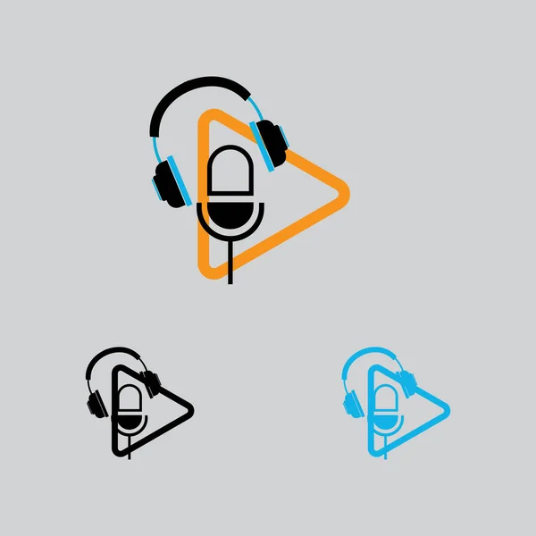Creatieve Podcasts Logo Symbool Vector Illustratie Grijze Achtergrond — Stockvector