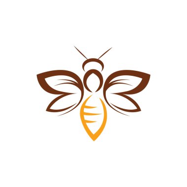 Arı logosu ve simge tasarımı vektör çizimi