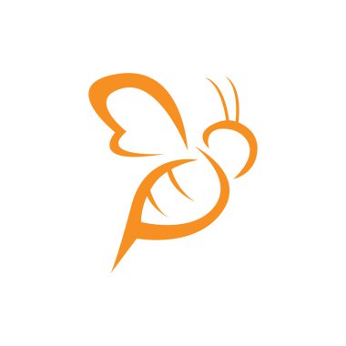 Arı logosu ve simge tasarımı vektör çizimi
