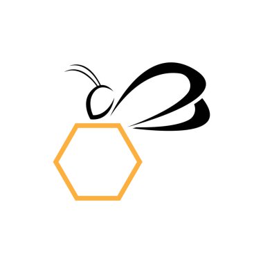 Arı logosu ve simge tasarımı vektör çizimi