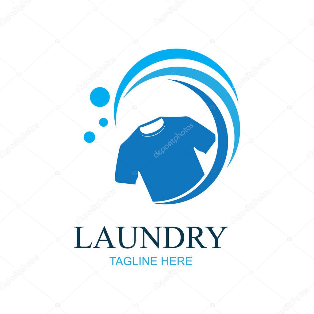 Logo design laundry icon washing machine with bubbles for business clothes wash cleans modern template