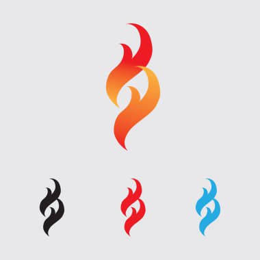 ateş logosu ve gri arkaplan üzerindeki sembol vektör çizimi