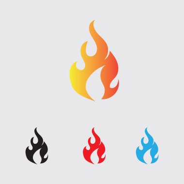 ateş logosu ve gri arkaplan üzerindeki sembol vektör çizimi