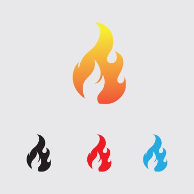 ateş logosu ve gri arkaplan üzerindeki sembol vektör çizimi