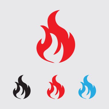 ateş logosu ve gri arkaplan üzerindeki sembol vektör çizimi