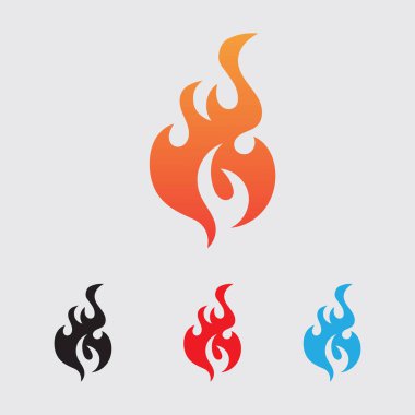 ateş logosu ve gri arkaplan üzerindeki sembol vektör çizimi