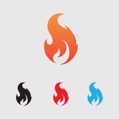 ateş logosu ve gri arkaplan üzerindeki sembol vektör çizimi