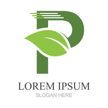 P harfi logo tasarım şablonu ögeleri