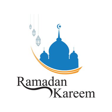 Geleneksel fener ve camii ile Ramazan Kareem tebrik kartı. Vektör İllüstrasyonu