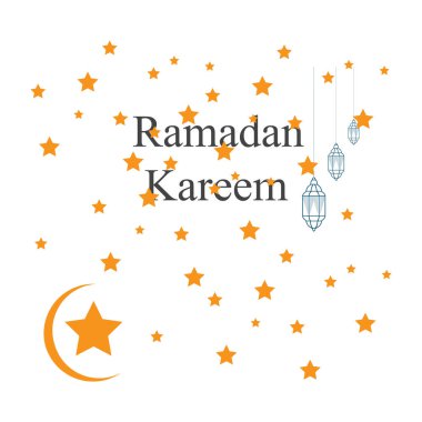 Geleneksel fener ve camii ile Ramazan Kareem tebrik kartı. Vektör İllüstrasyonu