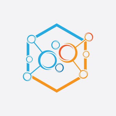 Molekül Logosu illüstrasyon vektör görüntüsü ve kimyasal elementler için mükemmel şablon tasarımı, eğitim, bilim, nükleer, vb.