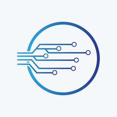 Gri arkaplanda zarif Circuit Logo Şablonu tasarım vektör çizimi