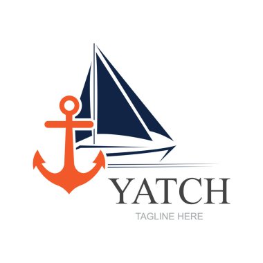 Vector yelkenli yat logo vektör çizimi beyaza izole edildi. Yat Kulübü logosu