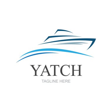 Vector yelkenli yat logo vektör çizimi beyaza izole edildi. Yat Kulübü logosu