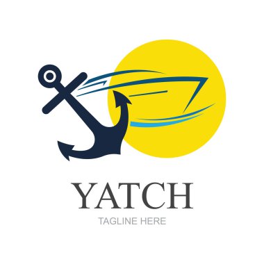 Vector yelkenli yat logo vektör çizimi beyaza izole edildi. Yat Kulübü logosu