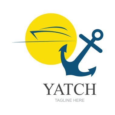 Vector yelkenli yat logo vektör çizimi beyaza izole edildi. Yat Kulübü logosu
