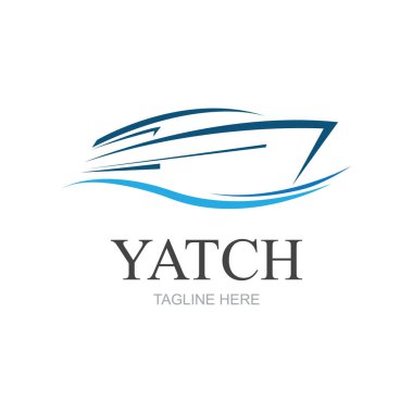 Vector yelkenli yat logo vektör çizimi beyaza izole edildi. Yat Kulübü logosu