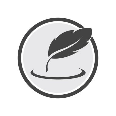 Gri arkaplanda Feather logosu ve sembol tasarımının çizim vektörü