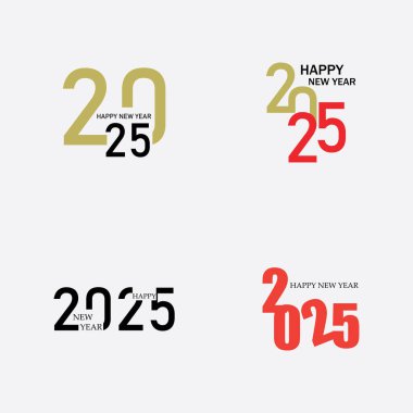 Gri zemin üzerinde izole edilmiş yeni yıl 2025 metin logosu seti