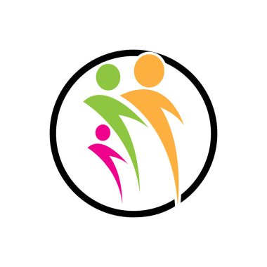 Aile logosu ve sembolü illüstrasyon vektör grafiği aile hastanesi logosu, mağaza markası vs. için mükemmel