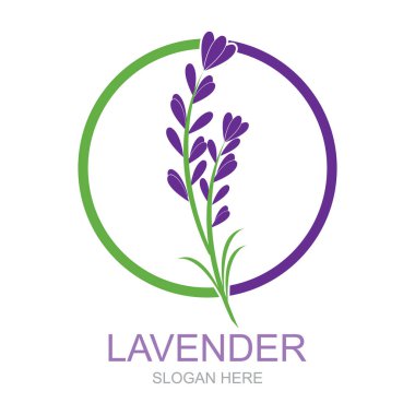 Lavanta Logosu, Basit Mor Çiçek Bitki Vektörü, Kutlama Kartı Çiçeği Süsleme Sembol İllüstrasyonu