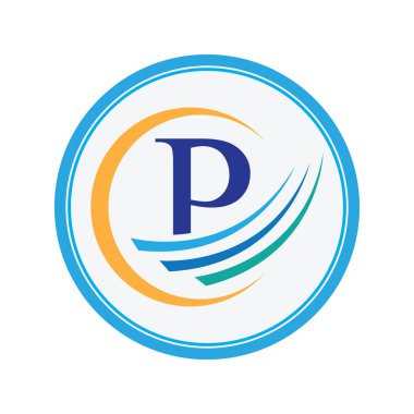 P harfi logosu ve sembolü grafik vektör çizimi. Gri arkaplandaki markalaşma, iş, vb için mükemmel.
