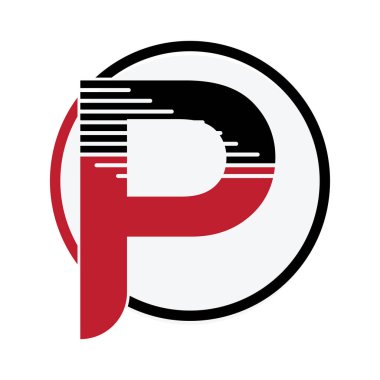 P harfi logosu ve sembolü grafik vektör çizimi. Gri arkaplandaki markalaşma, iş, vb için mükemmel.