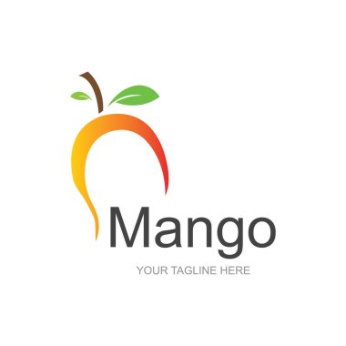 Mango Logosu, Meyve Tasarımı Basit Minimalist Stil, Meyve Suyu Vektörü, Simge İllüstrasyonu