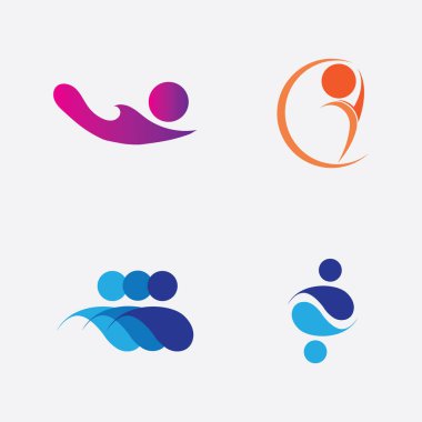 insanlar logo çizim tasarımı gri arkaplan üzerine