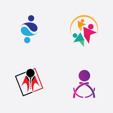 insanlar logo çizim tasarımı gri arkaplan üzerine