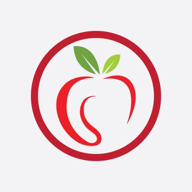 Elma logosunun grafik vektör çizimi ve simgesi mutfak işi, markalaşma vs. için mükemmel, gri arka planda izole edilmiş.