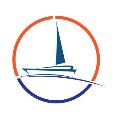 Yelkenli gemi logoları ve sembolleri, yolcu gemisi logosu tasarım vektör çizimi