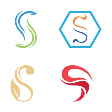 S harfi logosu ve sembol tasarım vektörü seti