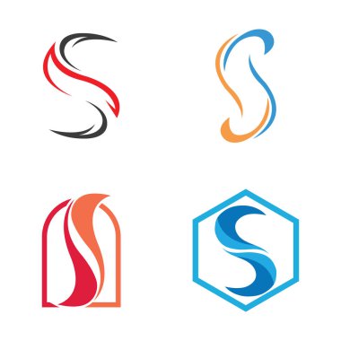 S harfi logosu ve sembol tasarım vektörü seti