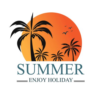 Yaz tatili tasarım elemanları. Retro ve klasik şablonlar. Etiketler, rozetler, amblem, vektör illüstrasyonu