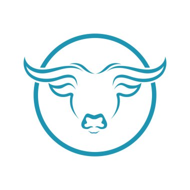Zarif boğa başı logosu ve sembol tasarım vektörü çizimi