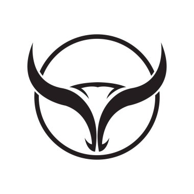 Zarif boğa başı logosu ve sembol tasarım vektörü çizimi