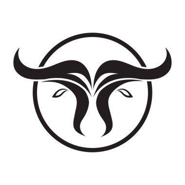 Zarif boğa başı logosu ve sembol tasarım vektörü çizimi