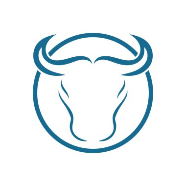 Zarif boğa başı logosu ve sembol tasarım vektörü çizimi