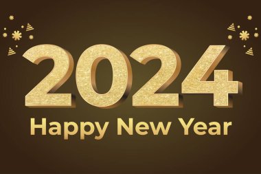2024 Mutlu Yeni Yıl Tasarımı Zarif Altın Görünümlü