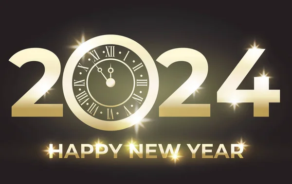 2024 Happy New Year Design Dans Look Doré Élégant Illustration De Stock