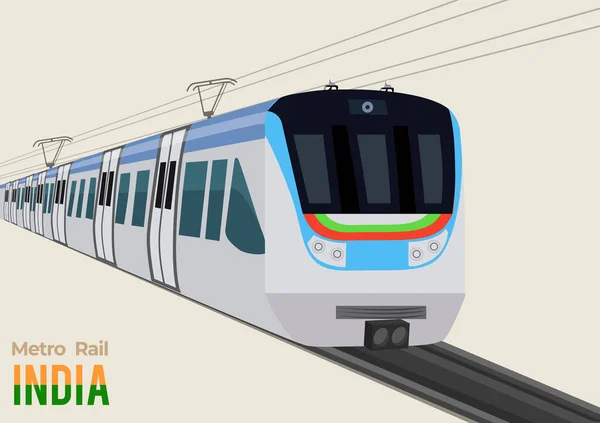 Metro Treni Hindistan Vektör Llüstrasyonu — Stok Vektör