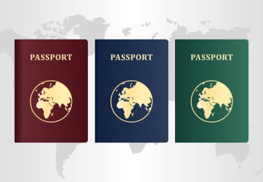 Yolcu Pasaportu İllüstrasyonu farklı renklerde