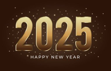 2025 altın metin ve parlak arkaplan ile mutlu yeni yıl tasarımı