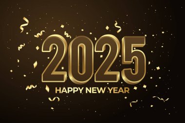 2025 altın metin ve parlak arkaplan ile mutlu yeni yıl tasarımı