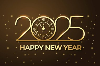 İnce altın fontlu 2025 mutlu yeni yıl tasarımı